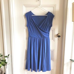 Garnet Hill | Soft Periwinkle Faux Wrap Knit Dress